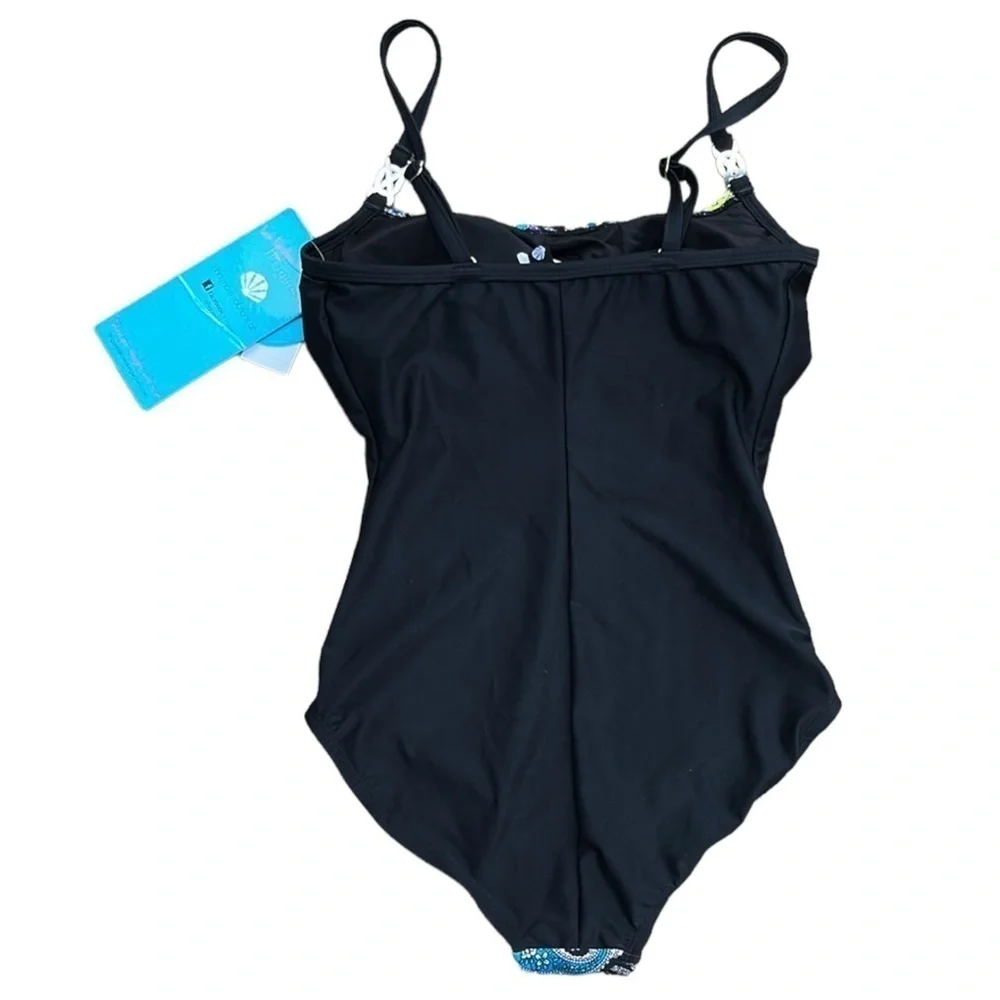 NWT It Figures! Print Inset One Piece Swimsuit Size 8